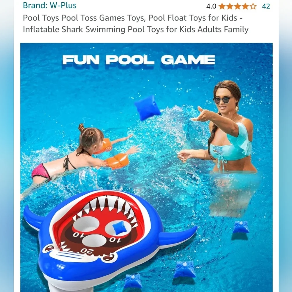 Shark floating pool toss game